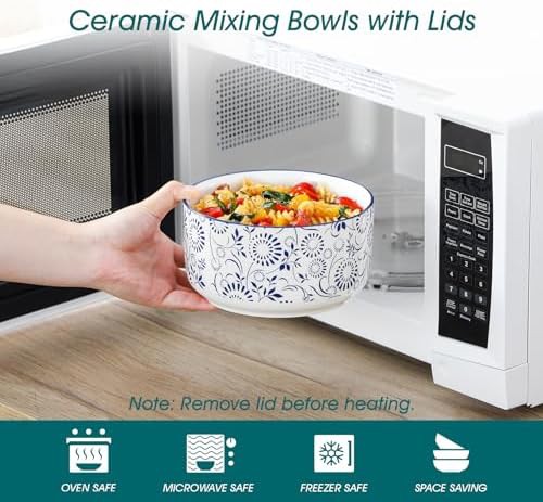 Ceramic Nesting Bowls with Lids Four Piece Set — photo 3