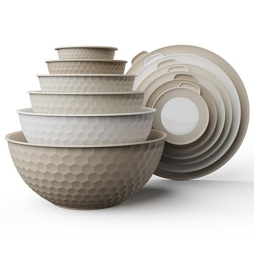 Mixing Bowls with Lids - 12 Piece Plastic Nesting Bowls Set