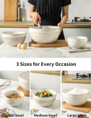 Glazed white ceramic nesting baking bowls — photo 4