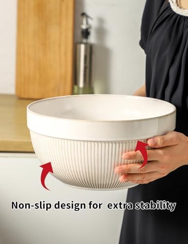 Glazed white ceramic nesting baking bowls — photo 5