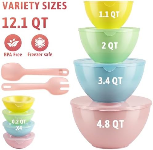 Multicolor Plastic Prep Bowls with Lids — photo 4