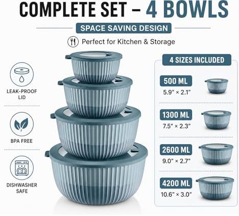 Blue airtight plastic eight piece prep set — photo 5