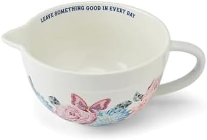 Mosaic design ceramic batter bowl with handle