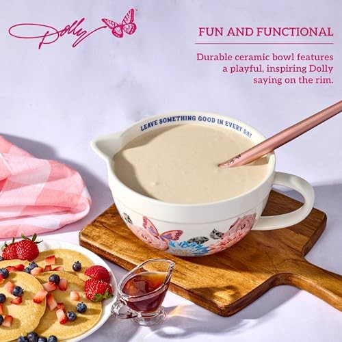 Mosaic design ceramic batter bowl with handle — photo 4