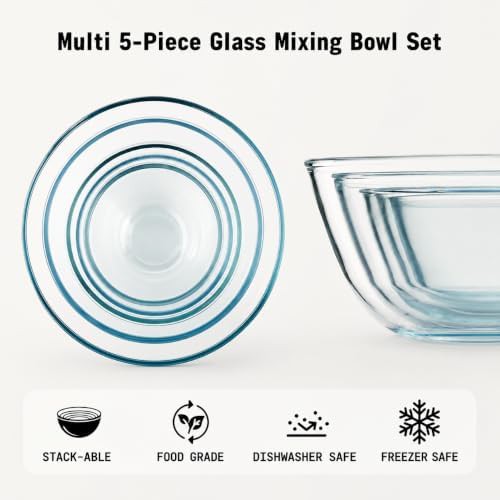 Glass nesting mixing bowls with lids set — photo 5