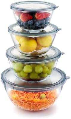 Glass nesting baking bowl set with lids