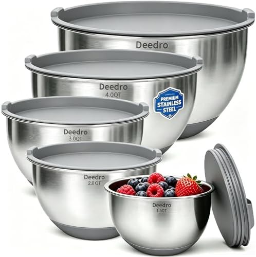 Deedro stainless steel 3 quart bowl with cover