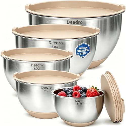 Deedro stainless steel 3 quart bowl with airtight lid