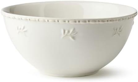 Ivory stoneware leaf motif bowl