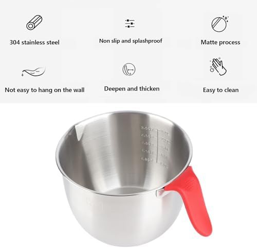 Stainless steel bowl with handle and spout — photo 5