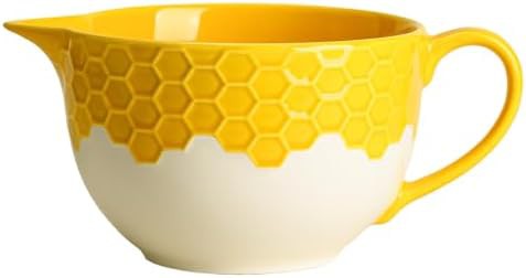 Honeycomb embossed ceramic mixing bowl