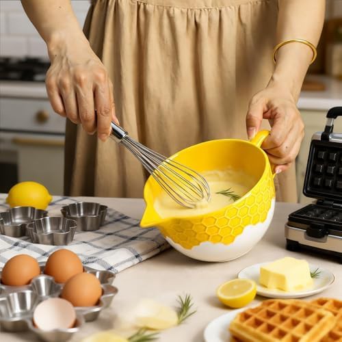 Honeycomb embossed ceramic mixing bowl — photo 5
