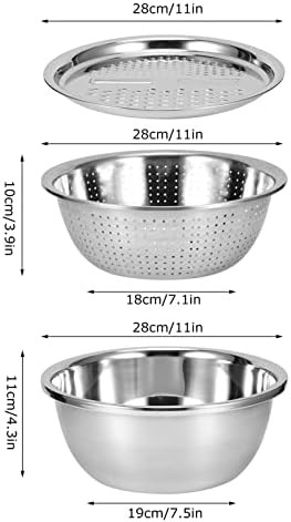 Stainless steel mixing bowl with grater and colander — photo 3