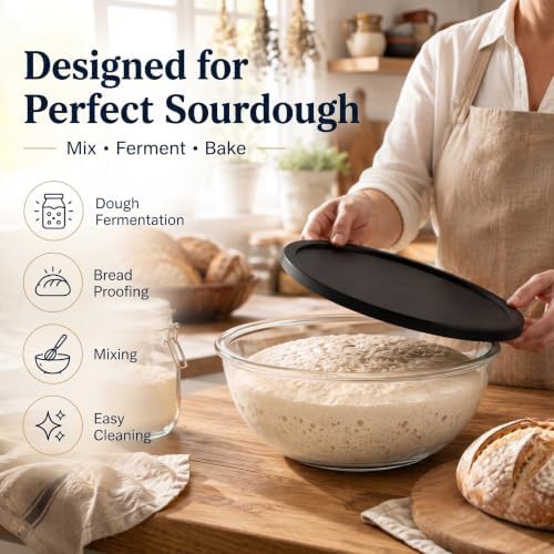 Glass sourdough proofing bowl with lid — photo 4