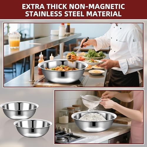 Large stainless steel salad mixing bowls — photo 5