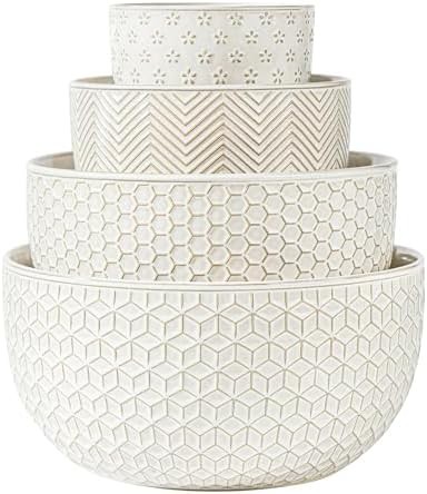 Ceramic baking and serving bowls in white