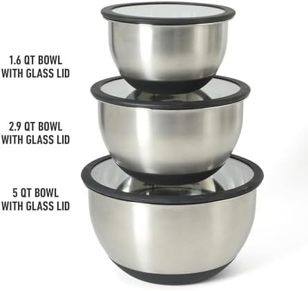 Stainless steel bowls with glass lids — photo 3
