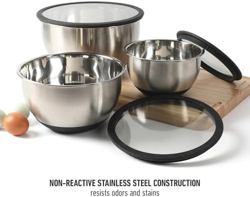 Stainless steel bowls with glass lids — photo 4