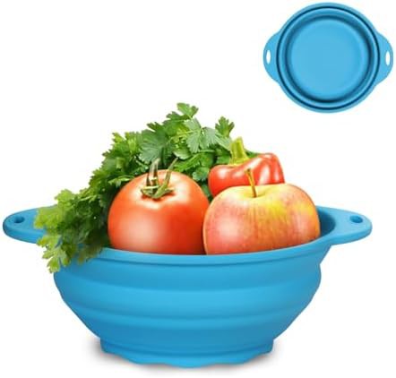 Blue collapsible silicone bowl for travel — photo 3