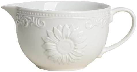 Sunflower embossed ceramic mixing bowl