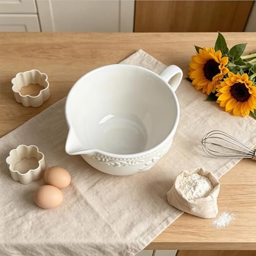 Sunflower embossed ceramic mixing bowl — photo 3
