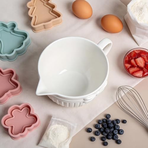 White bow embossed ceramic mixing bowl — photo 3