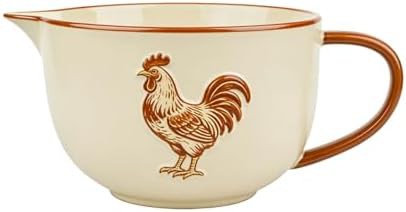 Rooster embossed ceramic mixing bowl