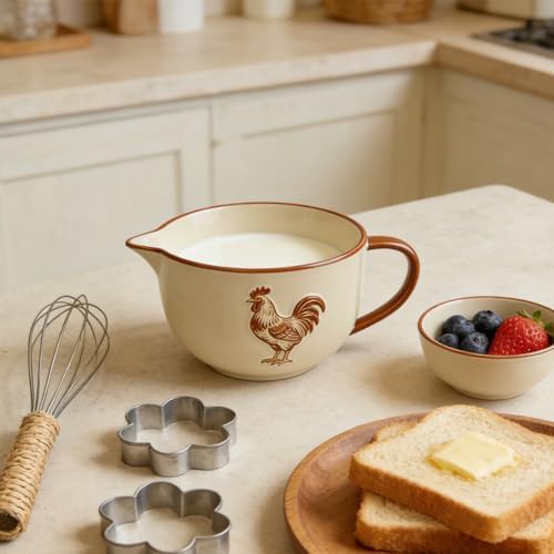 Rooster embossed ceramic mixing bowl — photo 3