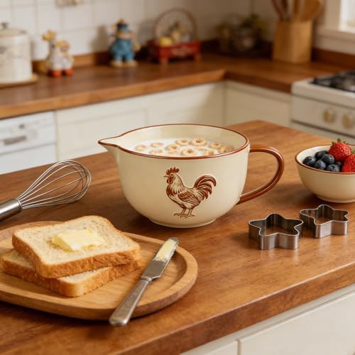 Rooster embossed ceramic mixing bowl — photo 4