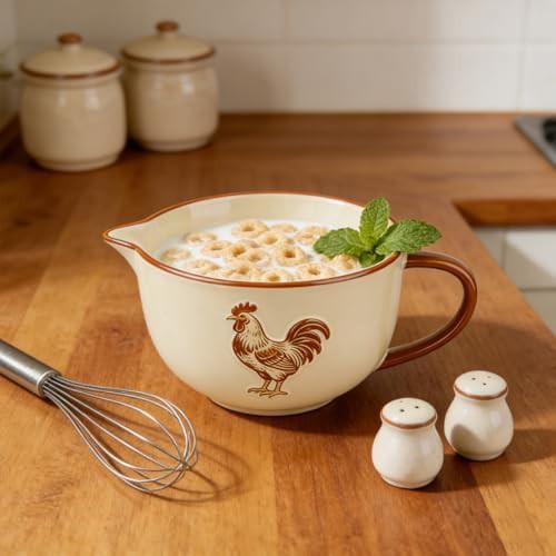 Rooster embossed ceramic mixing bowl — photo 5
