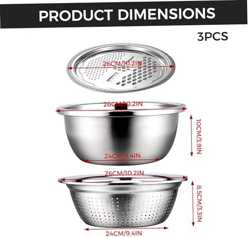 Three Piece Stainless Steel Grater and Colander Set — photo 4