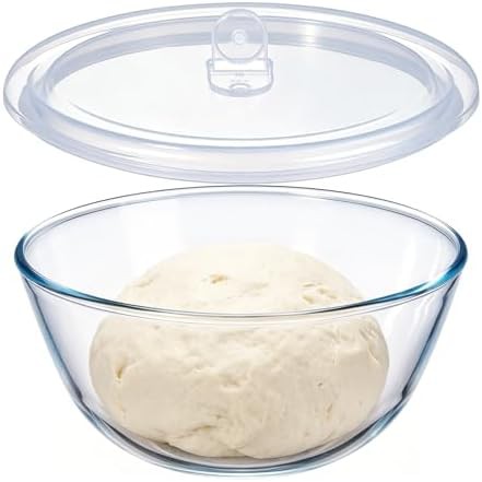 Large glass sourdough bread mixing bowl