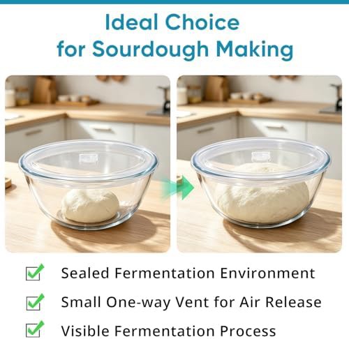Large glass sourdough bread mixing bowl — photo 4