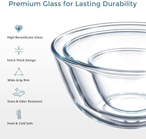 Glass mixing bowls with airtight lids — photo 3