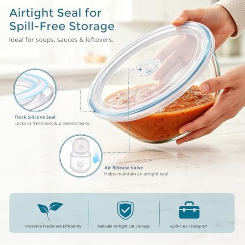 Glass mixing bowls with airtight lids — photo 4