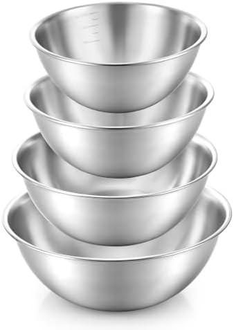 4 piece silver metal prep bowls