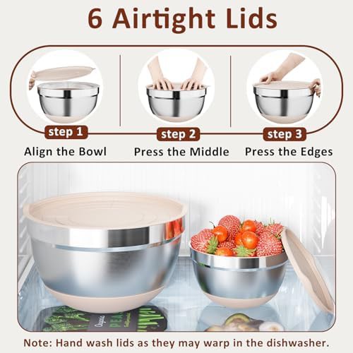 Khaki stainless steel bowls with grater lids — photo 5