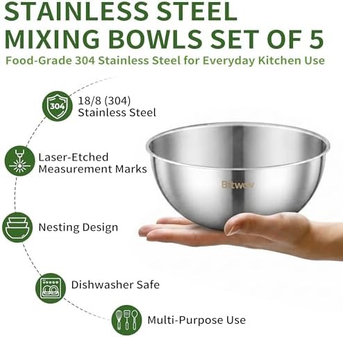 Stainless steel bowls with measurement marks — photo 3