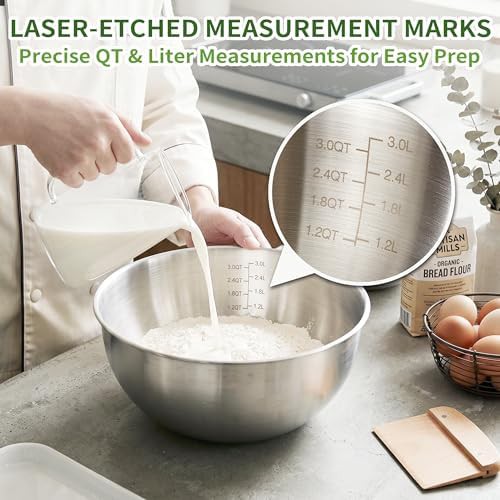 Stainless steel bowls with measurement marks — photo 5
