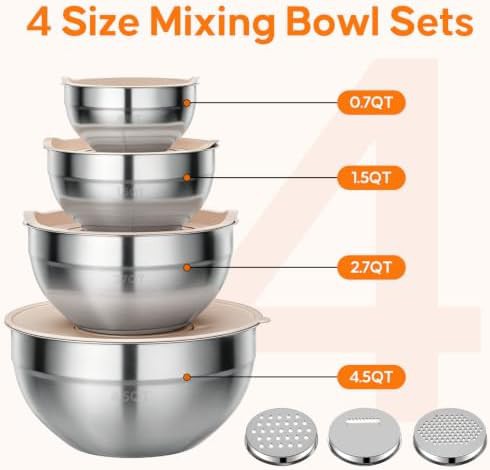 Stainless steel mixing bowls with grater attachments — photo 5