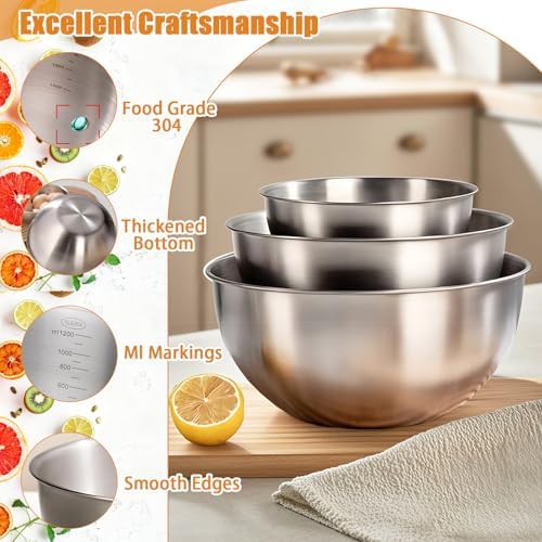 Stainless steel metal baking bowl set — photo 3