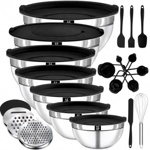 21PCS Mixing Bowls with Lids Set - 7 Nesting Mixing Bowls