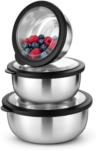 Three piece black freezer safe salad bowls