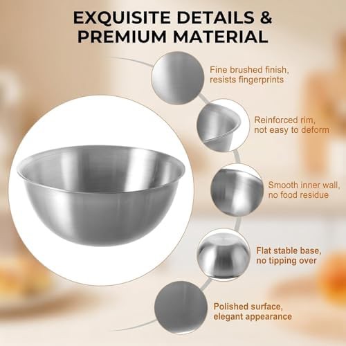 Stainless steel round salad and prep bowl — photo 4