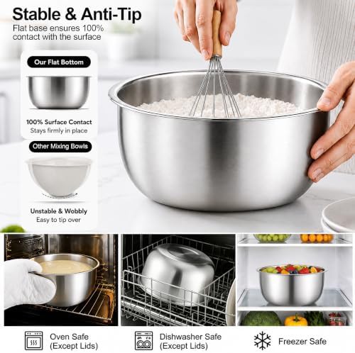 Stainless steel nesting bowls with flat bases — photo 3