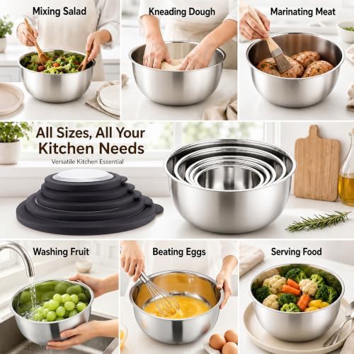 Stainless steel nesting bowls with flat bases — photo 4