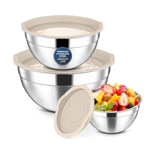 Stainless Steel Mixing Bowls with Lids Set of 3