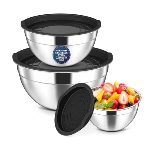 Stainless Steel Mixing Bowls with Lids Set of 3