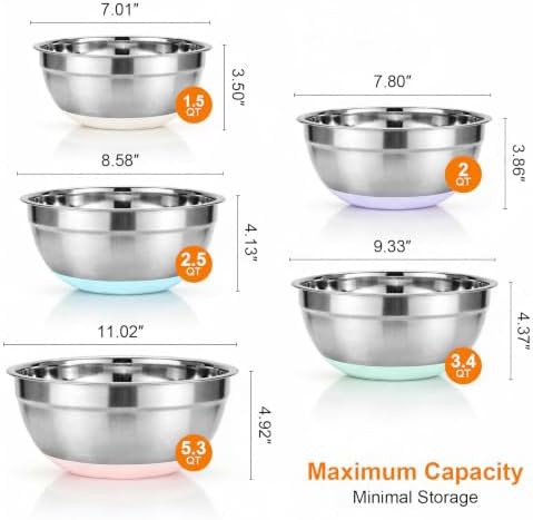 Stainless steel bowls with non-slip silicone base — photo 2