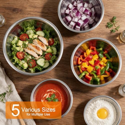 Stainless steel bowls with non-slip silicone base — photo 3